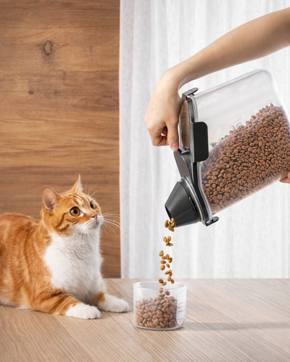 Kedi Ve Köpek Maması Saklama Kabı Kırılmaz Plastik Sızdırmaz Çift Contalı Ölçekli Kapak Geniş Hazneli